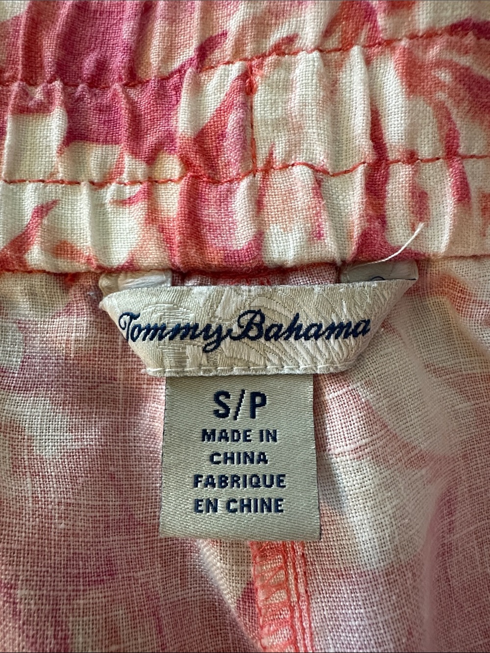 Tommy Bahama Coral Pink Tropical Drawstring Lounge Shorts, 100% Linen, S - Picture 2 of 10